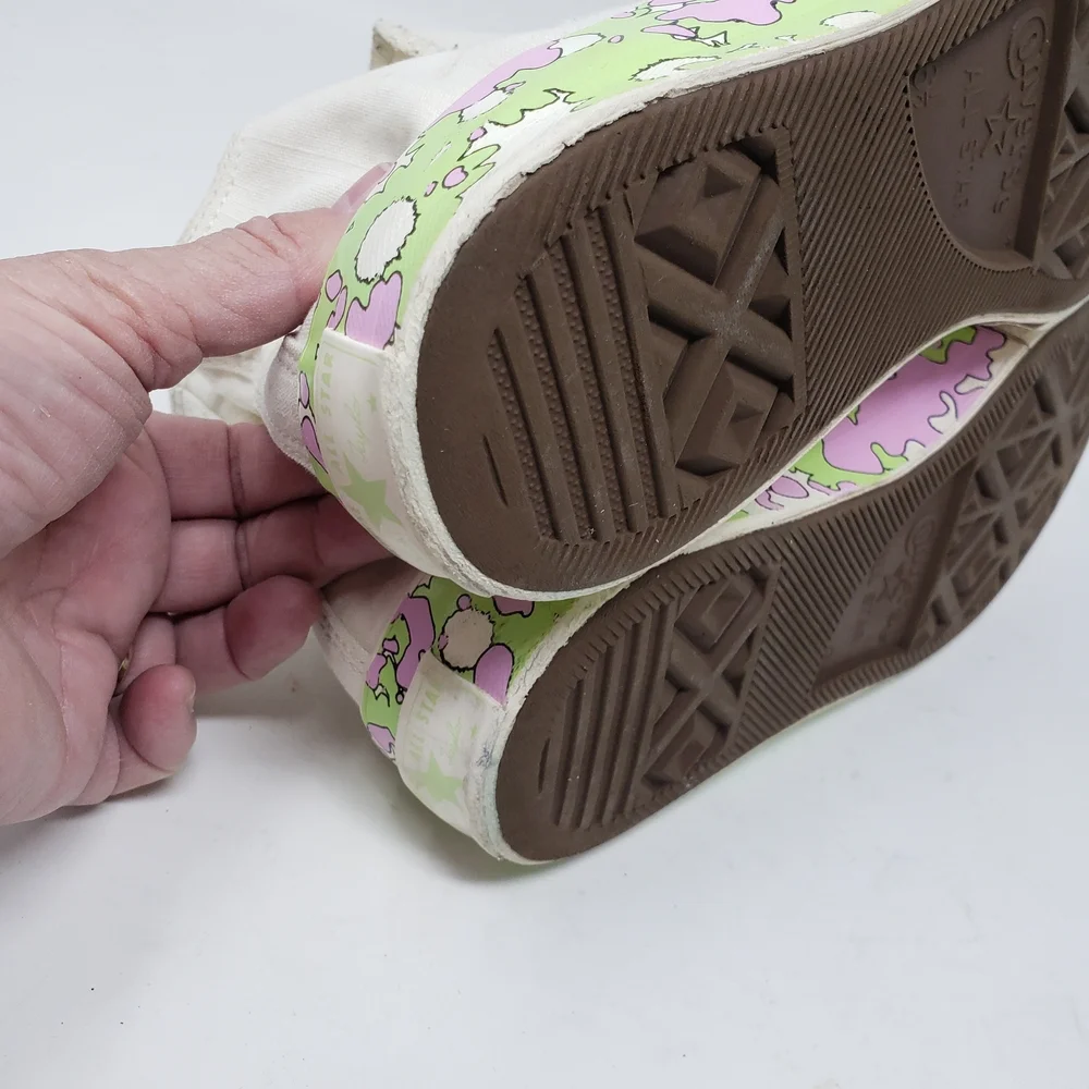Converse All Star Crafted Floral High-Top Sneakers with Pink Green Size 8.5